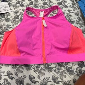 Fabletics Women's Swim Rashguard - Pink and Orange